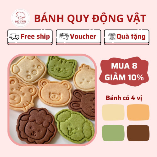 [Combo 8 bánh] Bánh quy tạo hình dễ thương, 8 loài vật yêu thích