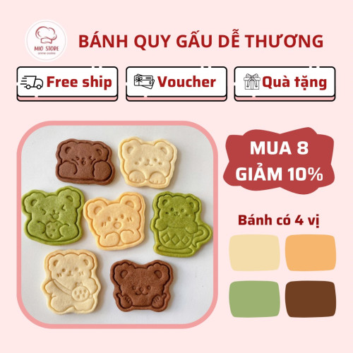 [Combo 4 bánh] Bánh quy hình gấu dễ thương nhiều vị