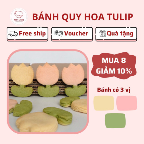 [Combo 5 bánh] Bánh quy hoa tulip dễ thương mix vị bơ và matcha