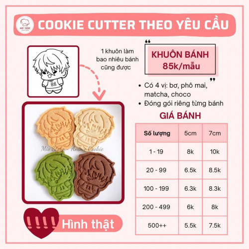 Cutter cookies theo yêu cầu